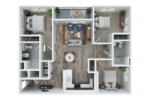 Floor plan for 3 beds, 2 baths, 1056 sqft
